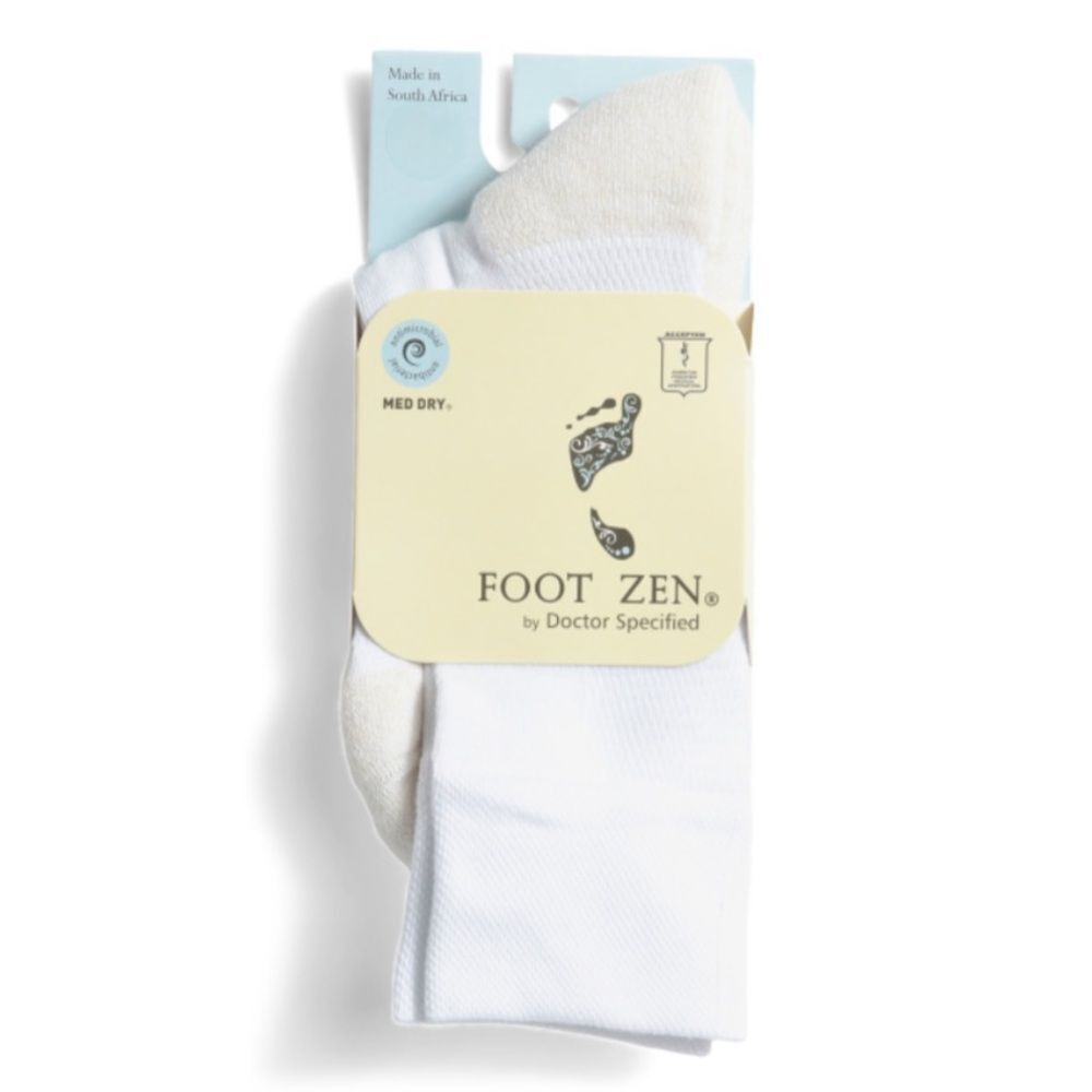 Foot Zen Med Dry White Ivory Mohair Crew Socks 1 Pair
